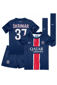 Paris Saint-Germain Milan Skriniar #37 Jalkapallovaatteet Lasten Kotipeliasu 2024-25 Lyhythihainen (+ Lyhyet housut)